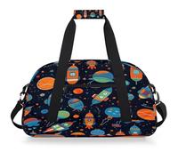 Entemne Bolsa de lona para niños, diseño de cohetes espaciales, resistente al agua, ligera, para viajes, para niños y niñas, bolsa de transporte para fin de semana