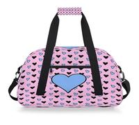 Entemne Bolsa de lona para niños, diseño de corazones azules y negros, color rosa, resistente al agua, bolsa deportiva ligera de viaje para niños y niñas, bolsa de transporte para fin de semana