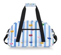 Entemne Bolsa de lona para niños, diseño de lunares coloridos, rayas azules, resistente al agua, bolsa de deporte ligera de viaje para niños y niñas, bolsa de transporte para fin de semana