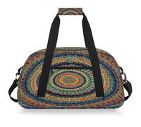 Entemne Bolsa de lona para niños, diseño de mandala, caleidoscópica, ética, floral, resistente al agua, para gimnasio, deportes, bolsa de viaje ligera para niños y niñas, bolsa de mano para el fin de