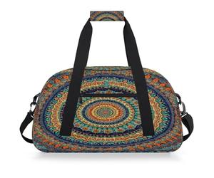 Entemne Bolsa de lona para niños, diseño de mandala, caleidoscópica, ética, floral, resistente al agua, para gimnasio, deportes, bolsa de viaje ligera para niños y niñas, bolsa de mano para el fin de