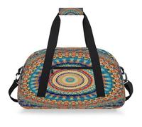 Entemne Bolsa de lona para niños, diseño de mandala, ética, caleidoscópica, floral, resistente al agua, para gimnasio, deportes, bolsa de viaje ligera para niños y niñas, bolsa de mano para el fin de