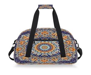Entemne Bolsa de lona para niños, diseño de mandala, floral, ética, resistente al agua, para gimnasio, deportes, bolsa de viaje ligera para niños y niñas, bolsa de transporte para fin de semana