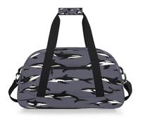 Entemne Bolsa de lona para niños, diseño de orcas saltarinas, color gris oscuro, resistente al agua, bolsa de deporte ligera para viajes, para niños y niñas, bolsa de transporte para fin de semana