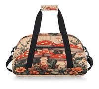 Entemne Bolsa de lona para niños, diseño floral de hongos rojos, resistente al agua, bolsa deportiva ligera de viaje para niños y niñas, bolsa de transporte para fin de semana