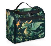 Entemne Bolsa de maquillaje colgante grande para viajes, diseño de dinosaurio, dragón, organizador de cosméticos con bolsillos, impermeable, portátil, para mujeres, niñas, hombres, regalos