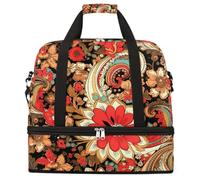 Entemne Bolsa de viaje grande para mujeres y hombres, bolsa de viaje plegable vintage india con compartimento para zapatos, bolsa de equipaje ligera para llevar durante la noche