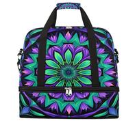 Entemne Bolsa de viaje grande para mujeres y hombres, diseño de mandala de la India, plegable, con compartimento para zapatos, ligera, bolsa de equipaje de mano para el fin de semana