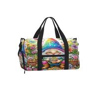 Entemne Bolsa deportiva de gimnasio con compartimento para zapatos, ligera, resistente al agua, para fin de semana, durante la noche, Bonitas flores coloridas de gnomo floral, 45x23x25cm, Clásico