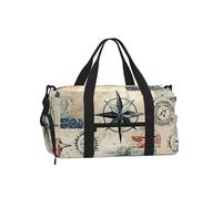 Entemne Bolsa deportiva de gimnasio con compartimento para zapatos, para mujeres y hombres, ligera, resistente al agua, para fin de semana, durante la noche, equipaje de mano, Brújula marina náutica