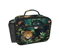 Entemne Bolsa térmica térmica para el almuerzo, a prueba de fugas, para el trabajo, la escuela, picnic, viajes, reutilizable, con estampado de leopardo y animales del bosque