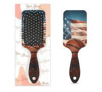 Entemne Cepillo de pelo para mujeres, hombres, niñas, niños, bandera patriota de Estados Unidos, cepillo de masaje para cuero cabelludo, peine de cojín de aire para desenredar el cabello seco y húmedo