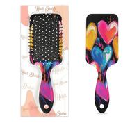 Entemne Cepillo de pelo para mujeres, hombres, niñas, niños, colorido, amor, corazón, arte, cuero cabelludo, cepillo de masaje, peine con cojín de aire, para desenredar el cabello seco y húmedo