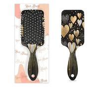 Entemne Cepillo de pelo para mujeres, hombres, niñas, niños, dorado, abstracto, corazón, arte del cuero cabelludo, cepillo de masaje, peine con cojín de aire, para desenredar el cabello seco y húmedo