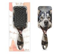 Entemne Cepillo de pelo para mujeres, hombres, niñas, niños, lindo cepillo de masaje para cuero cabelludo de perro Husky sonriente, peine de cojín de aire para cabello húmedo y seco, desenredar