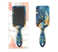 Entemne Cepillo de pelo para mujeres, hombres, niñas, niños, mariposas, arte floral, pintura del cuero cabelludo, cepillo de masaje, peine de cojín de aire para cabello húmedo y seco, desenredar
