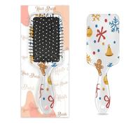 Entemne Cepillo de pelo para mujeres, hombres, niñas, niños, Navidad, pan de jengibre, copos de nieve, cepillo de masaje para cuero cabelludo, peine de cojín de aire para cabello húmedo y seco