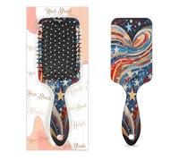 Entemne Cepillo de pelo para mujeres, hombres, niñas, niños, patriota, rojo, azul, corazón, estrella, arte, cuero cabelludo, cepillo de masaje, peine con cojín de aire, para desenredar el cabello seco