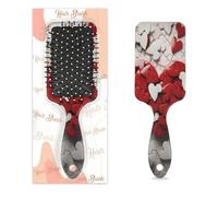 Entemne Cepillo de pelo para mujeres, hombres, niñas, niños, rojo, corazón, rompecabezas, arte del cuero cabelludo, cepillo de masaje, peine con cojín de aire para cabello húmedo y seco, desenredar