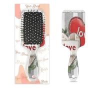 Entemne Cepillo de pelo para mujeres, hombres, niñas, niños, San Valentín, corazones, cita de amor, cepillo de masaje del cuero cabelludo, peine de cojín de aire para cabello húmedo y seco, desenredar