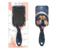 Entemne Cepillo de pelo para mujeres, hombres, niñas, niños, universo espacial, perro, astronauta, cuero cabelludo, cepillo de masaje, peine con cojín de aire, para desenredar el cabello seco y húmedo