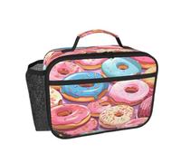 Entemne Coloful Donuts Postres Patrón Bolsa de almuerzo aislada para mujeres, hombres y niños, a prueba de fugas, bolsa térmica para el trabajo, escuela, picnic, viaje, reutilizable, Bento Boxes Bag