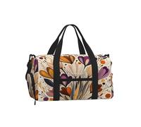 Entemne Day of The Dead Sugar Skull - Bolsa de gimnasio con compartimento para zapatos, para mujeres y hombres, ligera, resistente al agua, para fin de semana, durante la noche, Crocuses Flowers Art