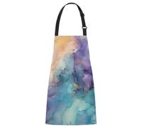 Entemne Delantal ajustable para cocina, color morado pastel, verde azulado | Delantal de cocina de chef resistente al agua y al aceite para mujeres y hombres, delantales de camarero con 2 bolsillos para