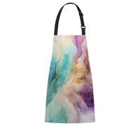 Entemne Delantal ajustable para cocina, color pastel, verde azulado, morado | Delantal de cocina de chef resistente al agua y al aceite para mujeres y hombres, delantales de camarero con 2 bolsillos para