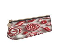 Entemne Estuche de piel impermeable para lápices para niñas y niños, organizador de papelería, bolsa pequeña para suministros escolares, bolsa organizadora de oficina, Patrón navideño de bastón de