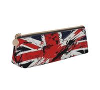 Entemne Estuche de piel impermeable para lápices para niñas y niños, organizador de papelería, bolsa pequeña para suministros escolares, bolsa organizadora de oficina, Arte de la bandera del Reino