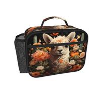 Entemne Flowers Lama Alpaca Bolsa de almuerzo aislada para mujeres, hombres y niños, a prueba de fugas, térmica, para el trabajo, escuela, picnic, viajes, reutilizable, Bento Boxes