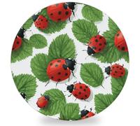 Entemne Juego de 1 posavasos de cerámica absorbente con diseño de hojas de mariquitas, con respaldo de corcho, protección de mesa, resistente al calor, antideslizante, regalo de inauguración de la