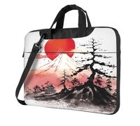Entemne Maletín para portátil de 13/14/15.6 pulgadas, diseño tradicional de Japón con sol Fuji Mountain Art Painting para mujeres y hombres, ligera, resistente al agua, bolsa de hombro, maletín