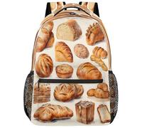 Entemne Mochila escolar para niños y niñas, con patrón de panes, mochila grande para escuela primaria, secundaria, impermeable, ligera, para adolescentes, viajes, senderismo