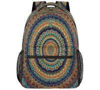 Entemne Mochila escolar para niños y niñas, mandala caleidoscópica, ética, floral, mochila grande para escuela primaria, secundaria, impermeable, ligera, para adolescentes, viajes, senderismo