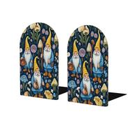 Entemne Sujetalibros de madera de hongos con diseño de flores, 1 par de sujetalibros antideslizantes en forma de L para niños con base de metal, tapones decorativos resistentes para libros, para