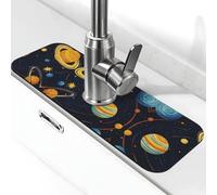 Entemne Universe Solar System Planets - Alfombrilla de grifo para fregadero de cocina, absorbente, protector contra salpicaduras, bandeja de desagüe, alfombrilla de drenaje para encimera de baño