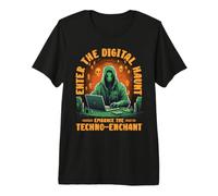 Enter The Digital Haunt Embrace The Techno-Enchant Halloween Camiseta Premium