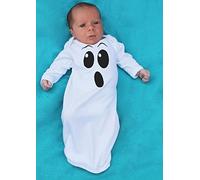 Enterito tipo bata de disfraz de bebé para Día de Brujas de fantasma para niño o niña de Baby Moo’s Talla:0-3 Meses