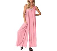 Enterizo para mujer, de cintura alta, elegante, holgado, sin mangas, cuello en V, pierna ancha, esmoquin para mujer, rosso, XXL