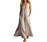 Enterizo para mujer de color liso con detalle de bolsillo, cómodo traje de una pieza, para días de verano, viajes a la playa y vacaciones, con práctico atractivo diario, beige, S