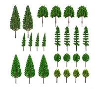 Entgoinggo - 25 piezas de árboles en miniatura mixtos, para paisaje de tren y decoración de diorama, figuras de paisaje de plástico realistas que van de 0.98 a 5.12 pulgadas, para arquitectura