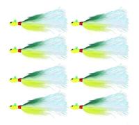 Entgoinggo 8Pcs Jig Head Deer Hair Lures High Carbon Steel Hooks For Saltwater And Freshwater Fishing Realistic Motion Anti-Bottom Bait Tackle Set(C)