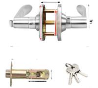 Entgoinggo Cerradura esférica de aleación de aluminio con tres palancas para puertas interiores de baño de 25 a 65 mm, apto para puertas de aluminio, plástico y acero, fácil instalación (C)