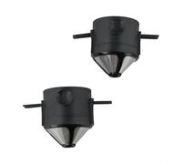 Entgoinggo Filtro de café reutilizable de acero inoxidable cono sin papel con malla de doble capa y soportes ABS plegables para aeropress y gotero portátil para el hogar (negro-2 piezas)