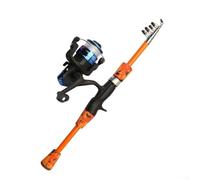 Entgoinggo Juego de caña de pescar telescópica, con carrete ligero FRP Rod 18M, para niños, kit de anillos guía de fundición suave, con cebos y ganchos, para viajes, verde (R)