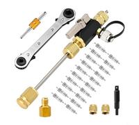 Entgoinggo Juego de herramientas de instalación de extracción de núcleo de válvula clasificada al vacío, para sistemas HVAC R22 R410A R32 Kit de llave de reparación de latón y acero inoxidable, con