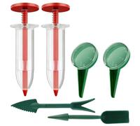 Entgoinggo Juego de sembrador de mano y mini esparcidor con herramientas de trasplante para plantar sin esfuerzo en jardines pequeños y espacios reducidos (rojo)
