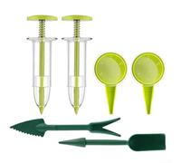 Entgoinggo Juego de sembrador de mano y para mini esparcidor con herramientas de trasplante para plantar sin esfuerzo en jardines pequeños y espacios reducidos (amarillo-verde)